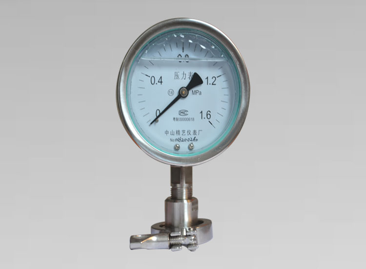 卡箍式衛(wèi)生型不銹鋼隔膜壓力表 Y100 0~1.6MPa